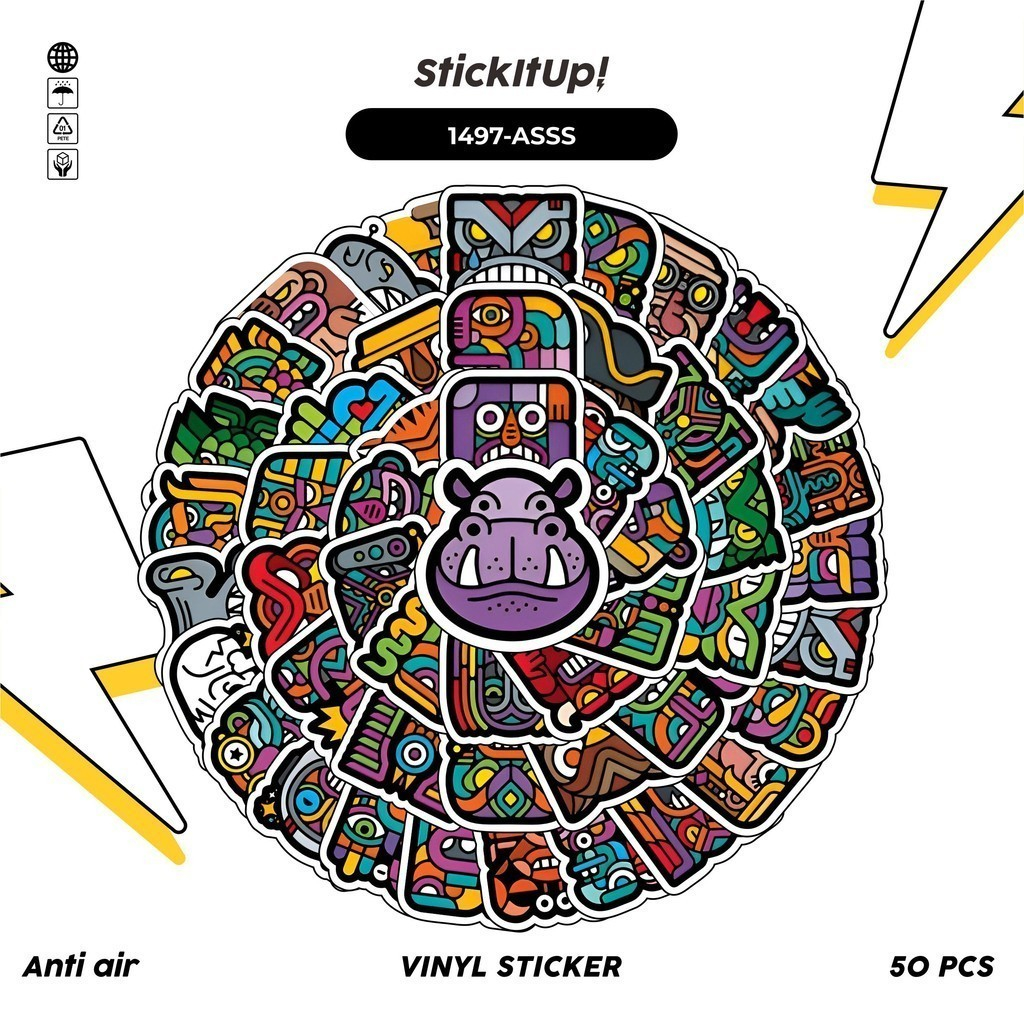 

COD✨ 100 Pcs Stiker Aztec Series Lucu Anti Air Untuk Dekorasi Notebook Sepeda Skateboard Handphone DIY