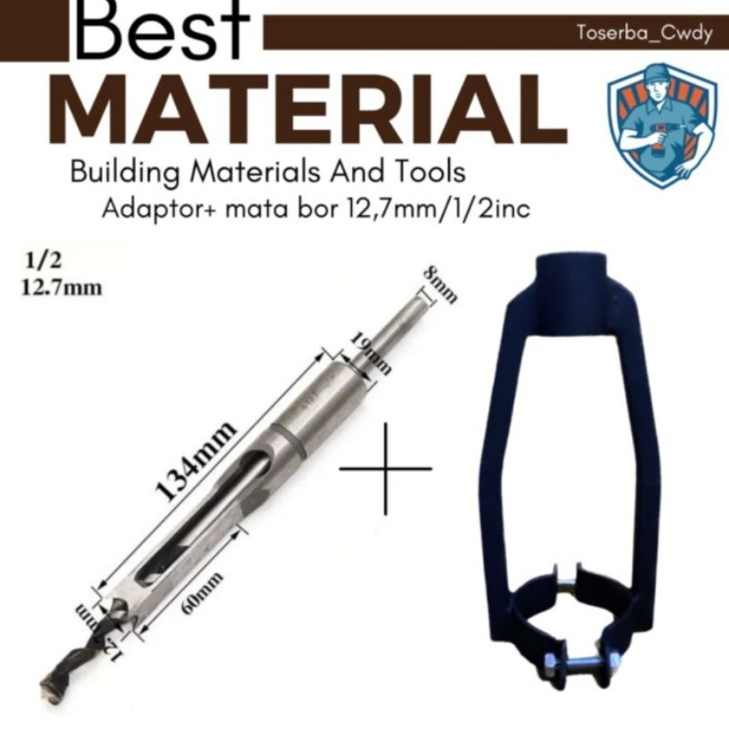 TERBARU!!! ADAPTOR BOR BOBOK KAYU - DUDUKAN BOR BOBOK KAYU KUAT + MATA BOR 12MM