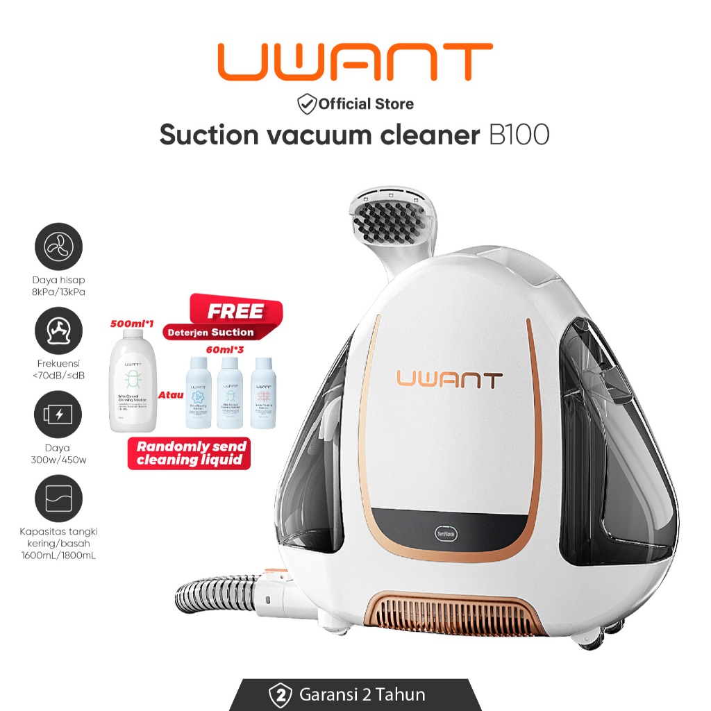 UWANT B100 Suction wet Vacuum Cleaner 12000pa Mesin Pembersih Kain Multifungsi Karpet Fabric Sofa Da