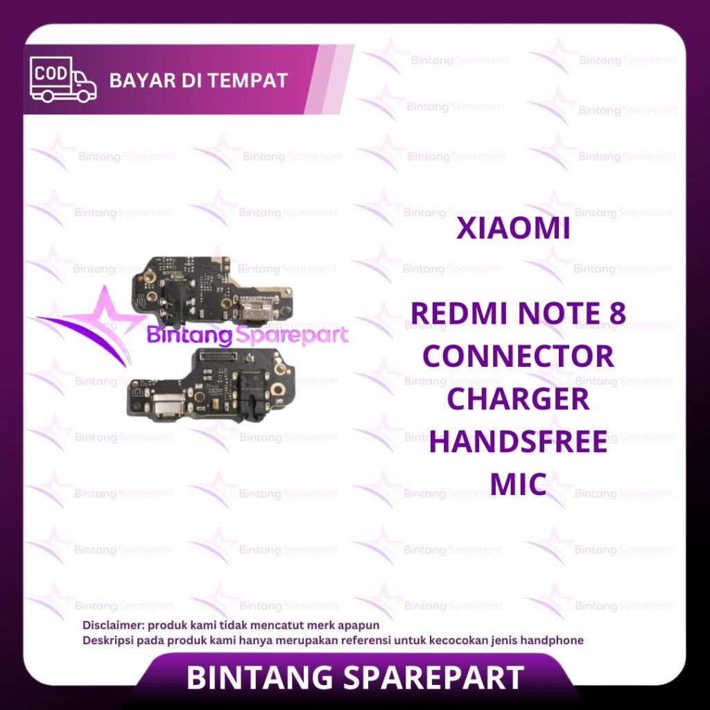 FLEXIBEL XIAOMI REDMI NOTE 8 + CONNECTOR CHARGER + HANDSFREE+ MIC ORI