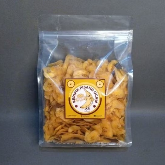 

Keripik Pisang Ocaw Snack Keripik Pisang Manis Kemasan Standing Pouch 500gr