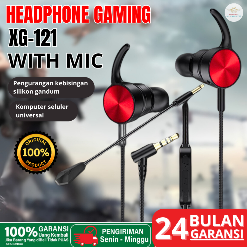 HEADSET XG 121 Hifi Mobile Gaming with Dual Mic GARANSI 2 TAHUN