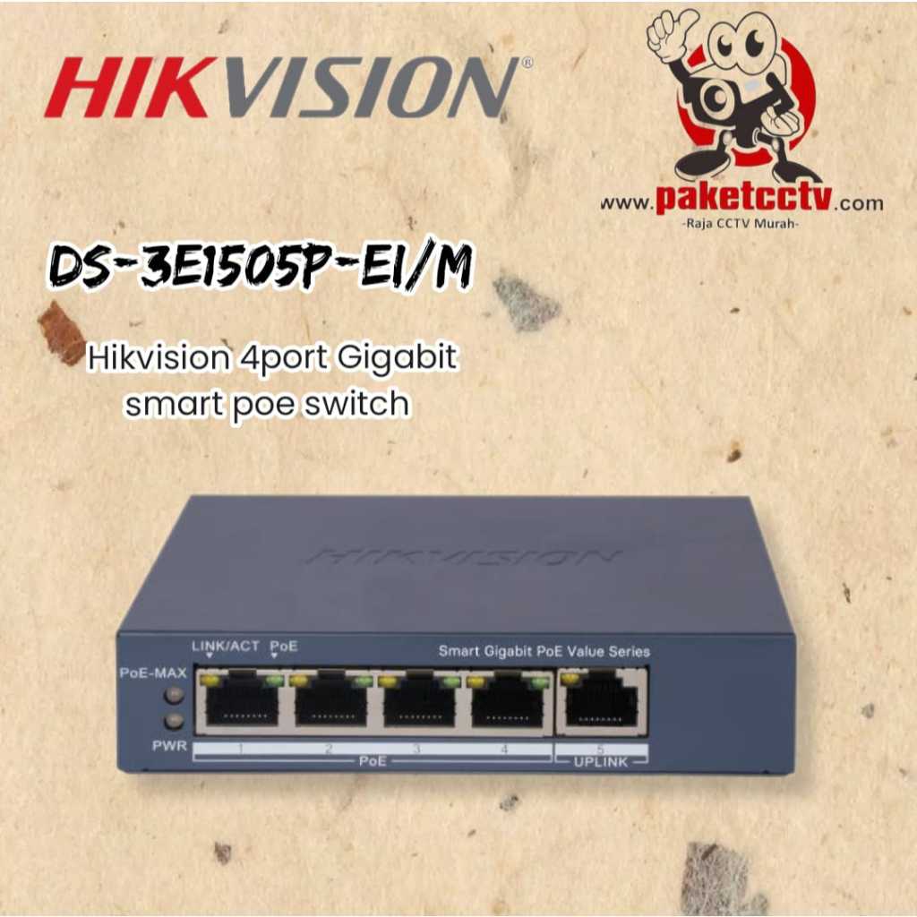 HIKVISION DS-3E1505P-EI/M 4 Port Gigabit Smart POE Switch