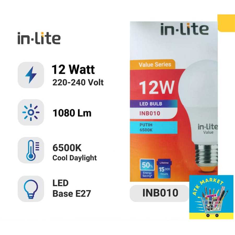 Lampu LED / Bohlam LED In-Lite / Bola Lampu LED Bulp InLite 12 Watt 12W hemat listrik