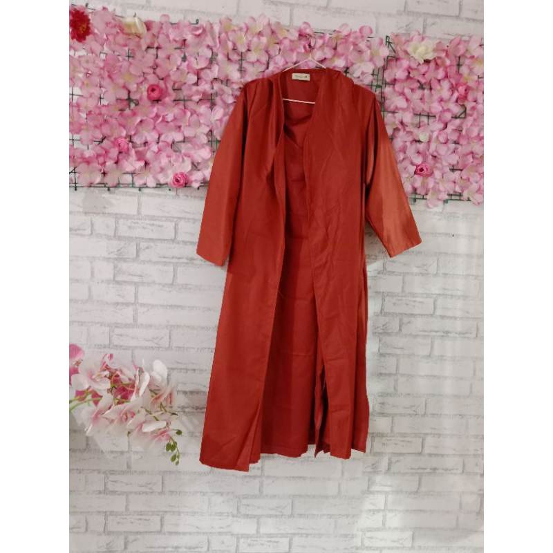 setelan dress big size/dress terakota big size/outer/dress pesta