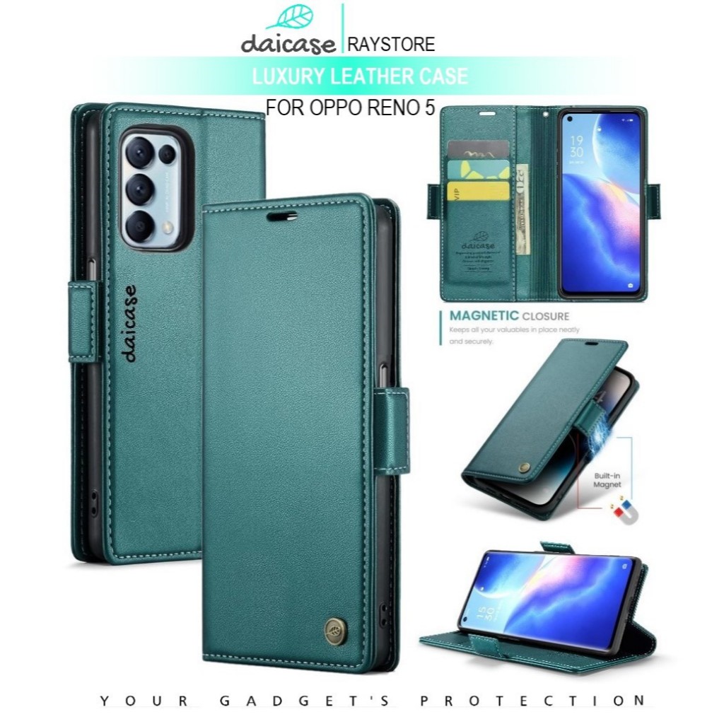 OPPO RENO 5 FLIP LEATHER CASE PREMIUM-FLIP WALLET CASE UNTUK OPPO RENO 5