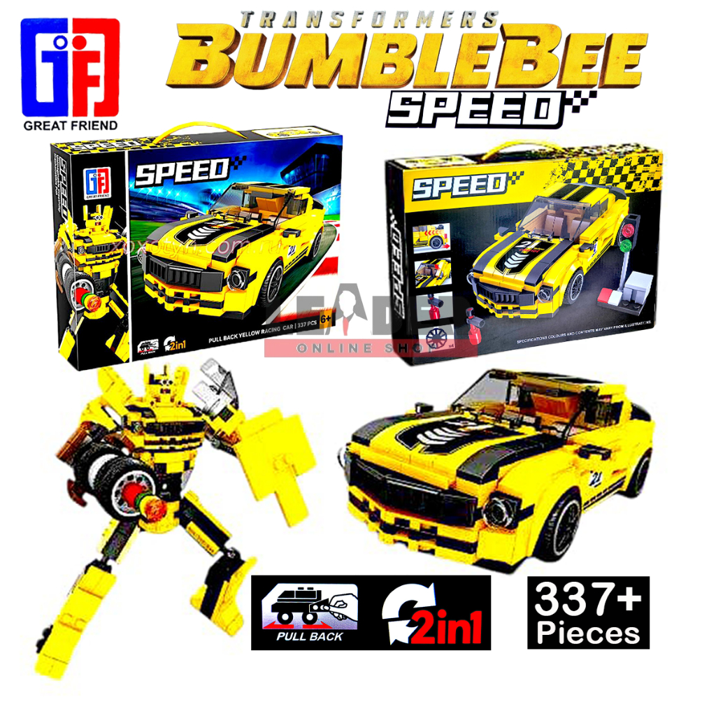 BRICK 2in1 MODEL BUMBLEBEE ROBOT KUNING MOBIL SPORT GTR BUILDING BLOCK 337 Pcs SPEED F1 MAINAN BALOK
