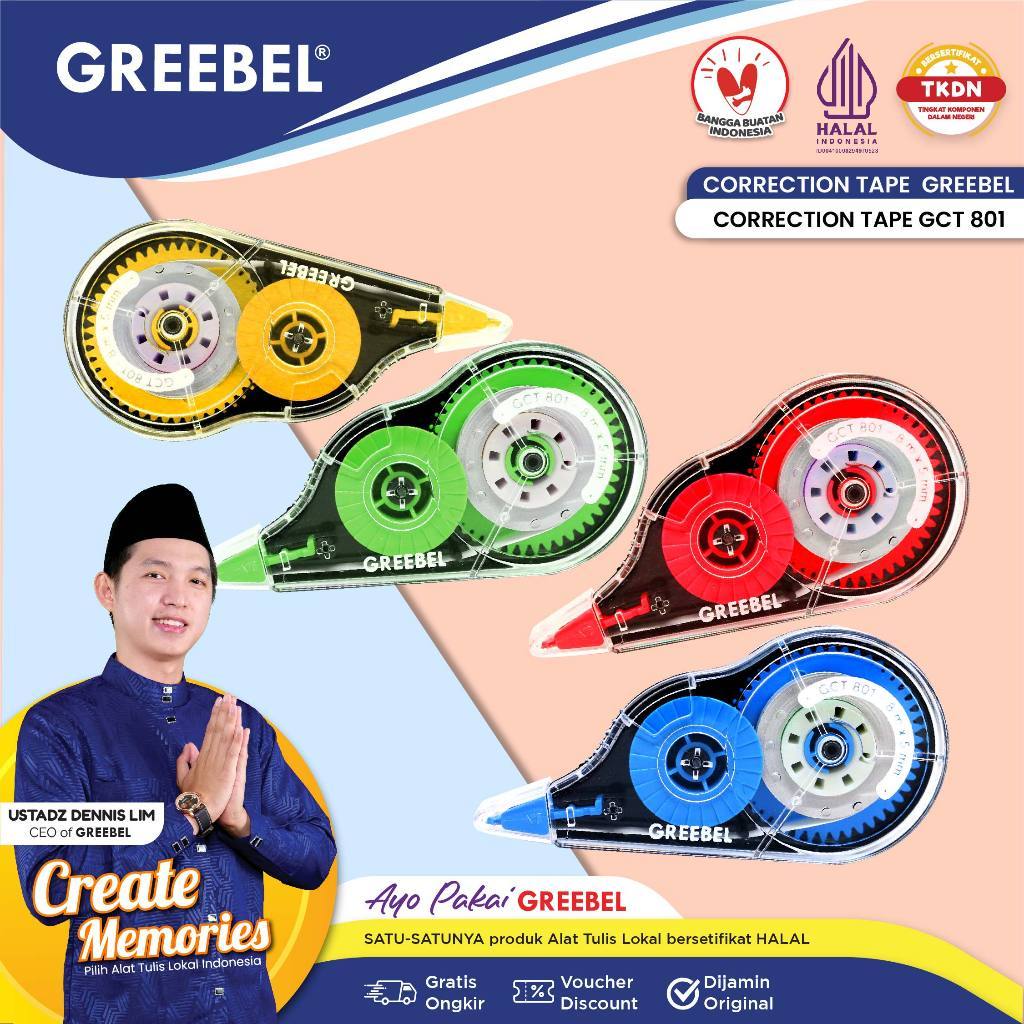 

GREEBEL Correction Tape GCT-801 / Tip-ex Kertas Roll, Tipe X Kertas pulpen, Pita Koreksi, Tip X