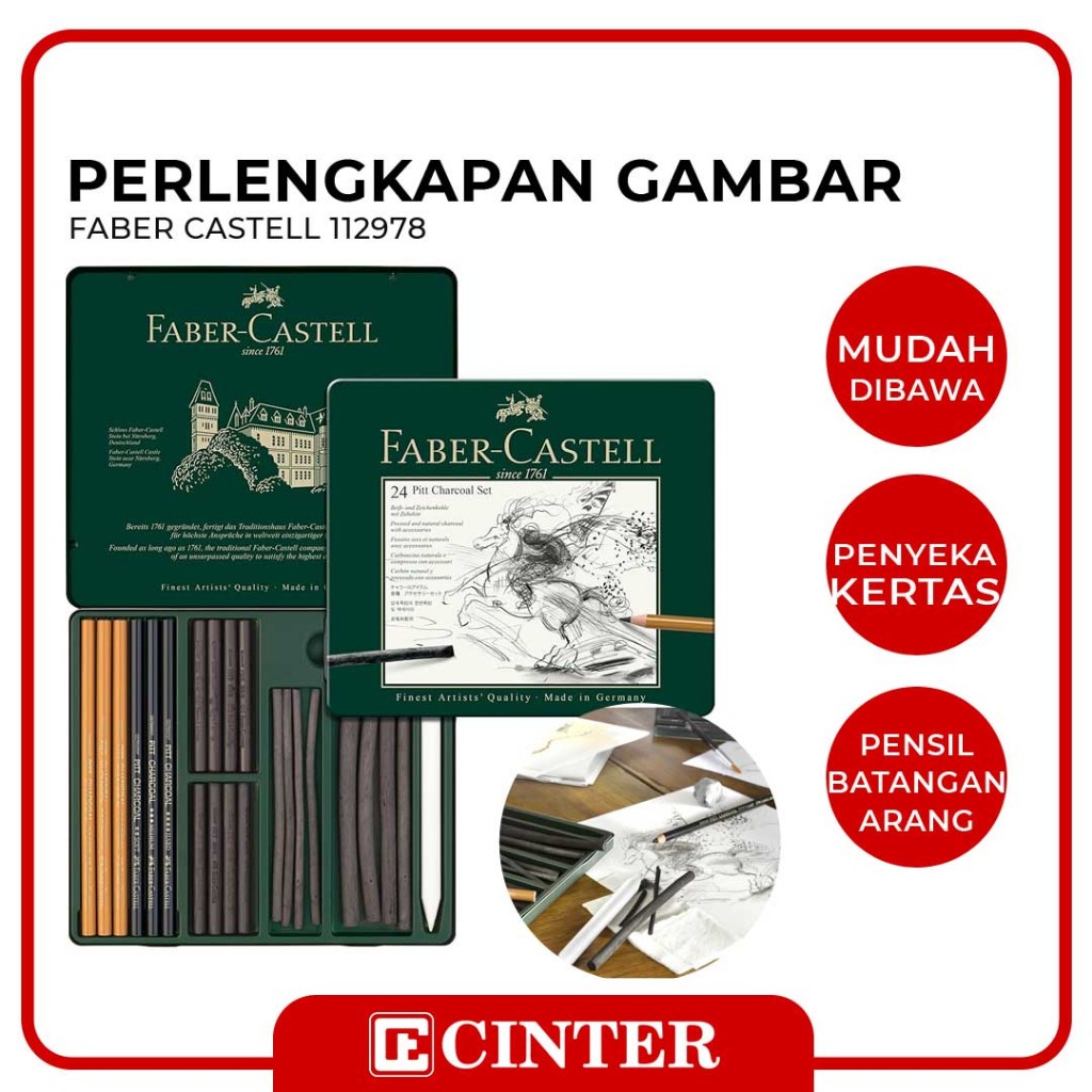 

FABER CASTELL - PENSIL / PERLENGKAPAN MENGGAMBAR / PITT CHARCOAL SET 24 (112978)