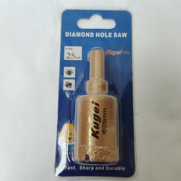 Kugel Vacuum Brazed Ø 25 mm, Diamond Hole Saw / Mata Bor untuk Kaca, Marmer, Keramik, Granit, Beton 