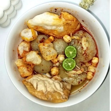 

Bakso aci ayam suwir chili oil