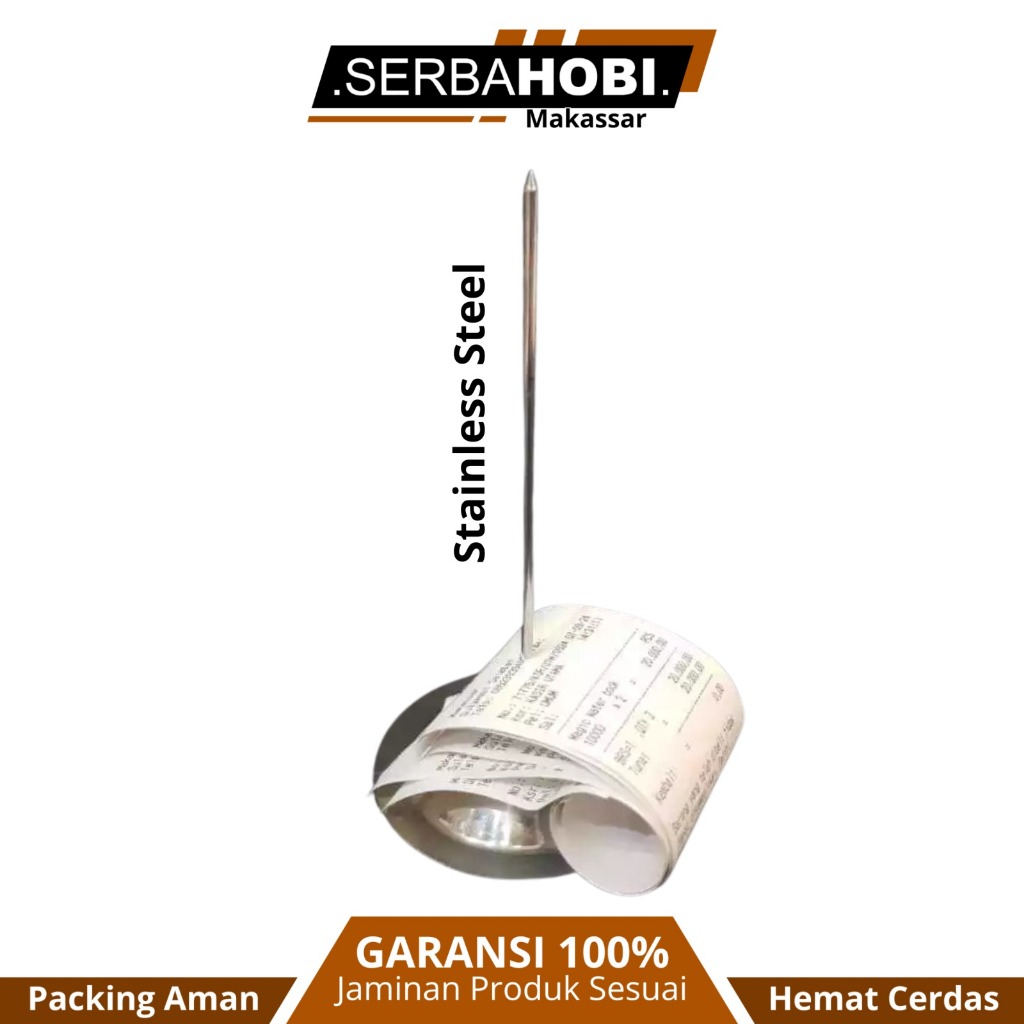 

Tusukan Stainless Steel Nota / Bon / Kertas / Spindle Needle Bill Holder Stainless