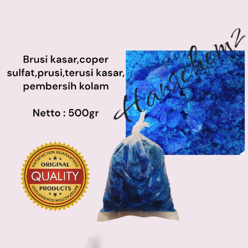 brusi kasar/coper sulfat/terusi kasar/prusi/cupri pembersih kolam@500gr