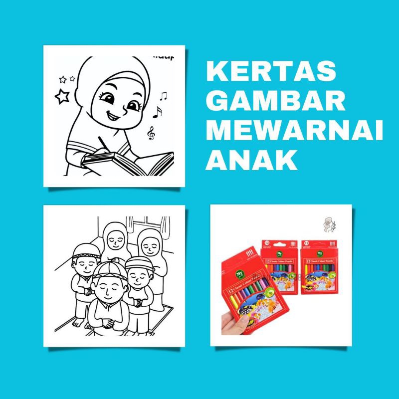 

40 Lembar Gambar Mewarnai Anak/ Kertas HVS 75 GSM Free Pensil Warna