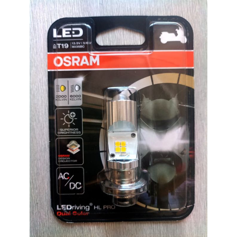 bohlam LED OSRAM T19 pro laser dual warna putih kuning