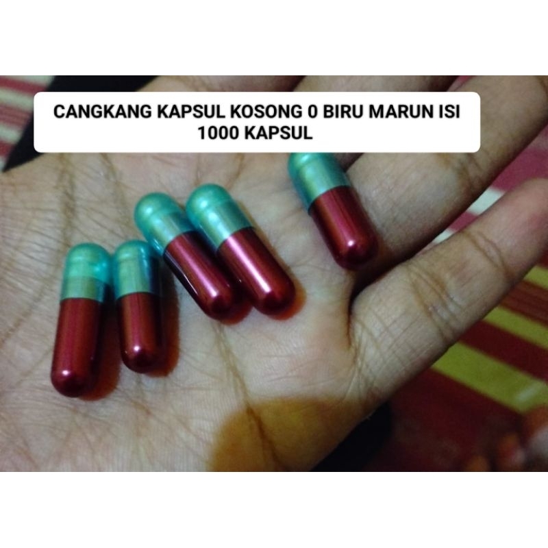 Cangkang Kapsul Kosong 0 Biru Maroon Metalik Isi 1000 Butir