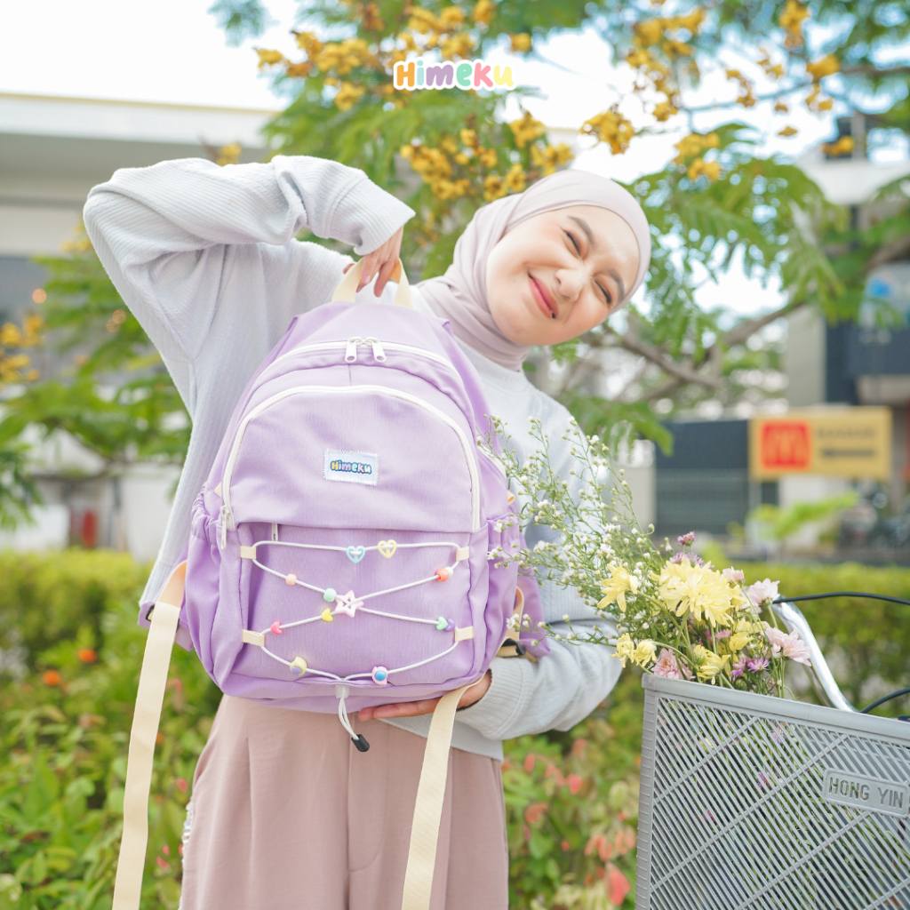 hemat himeku tamago medium backpack - tas sekolah medium - ransel kanvas wanita