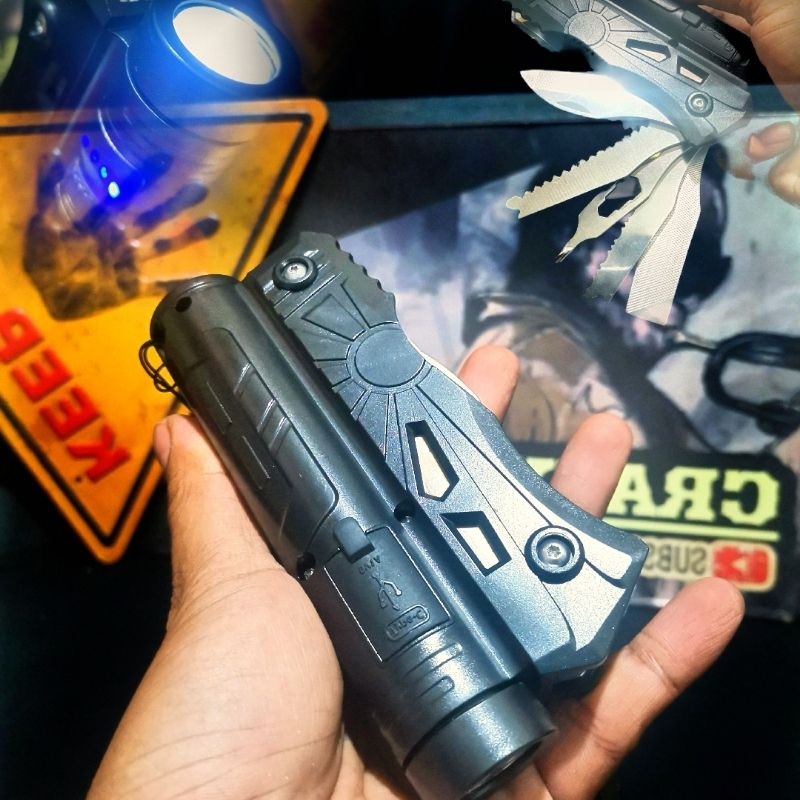 pisau Survival Multifungsi  / Senter pisau survival / Survival kit