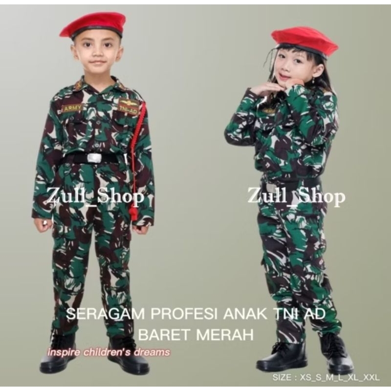 TNI AD BARET MERAH FULLSET LENGKAP DGN SEPATU