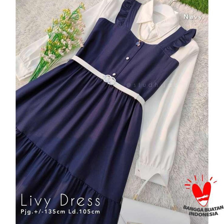 Dijamin Original  Livy Dress Ukuran XS S M L XL XXL XXXL 3XL 4XL 5L  Gamis Anak Tanggung Remaja Terb