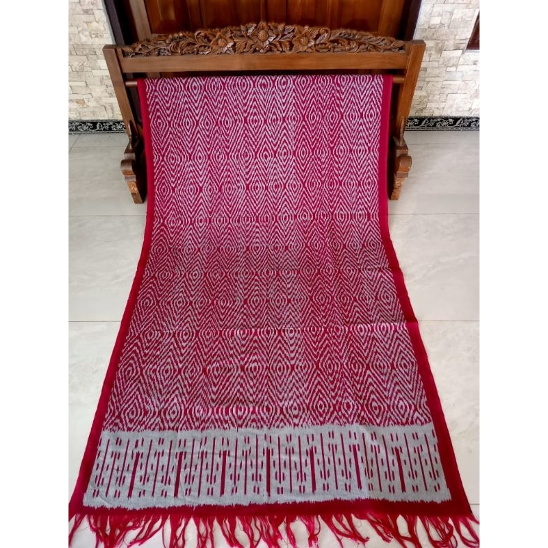 KAIN TENUN ETNIK NUSANTARA, KAIN TENUN BLANKET TRADISIONAL TROSO JEPARA MOTIF HIPNOTIS MERAH, KAIN T