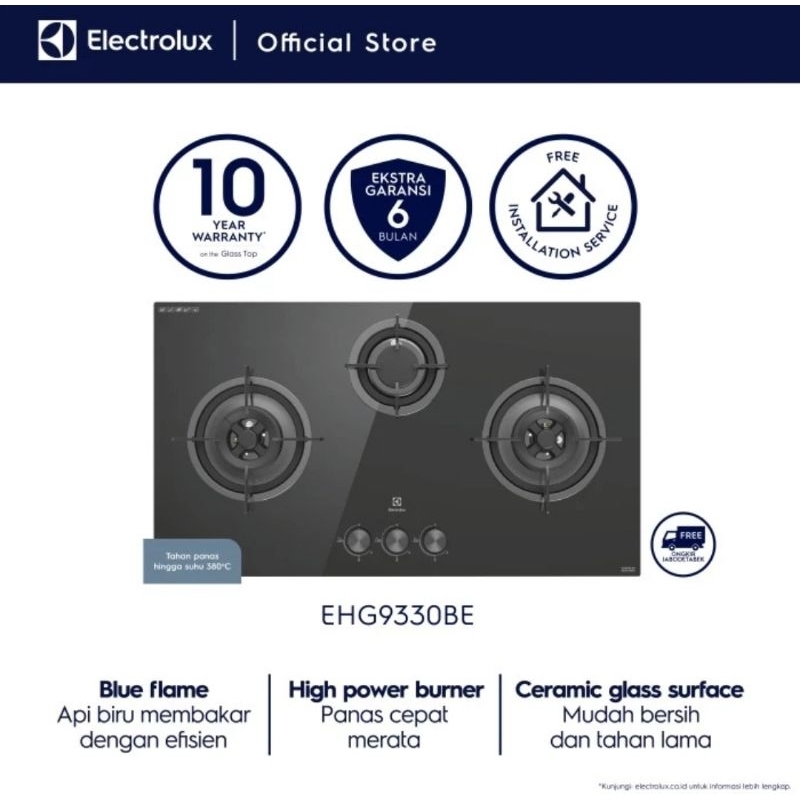 ELECTROLUX KOMPOR GAS TANAM 3TUNGKU EHG9330BE