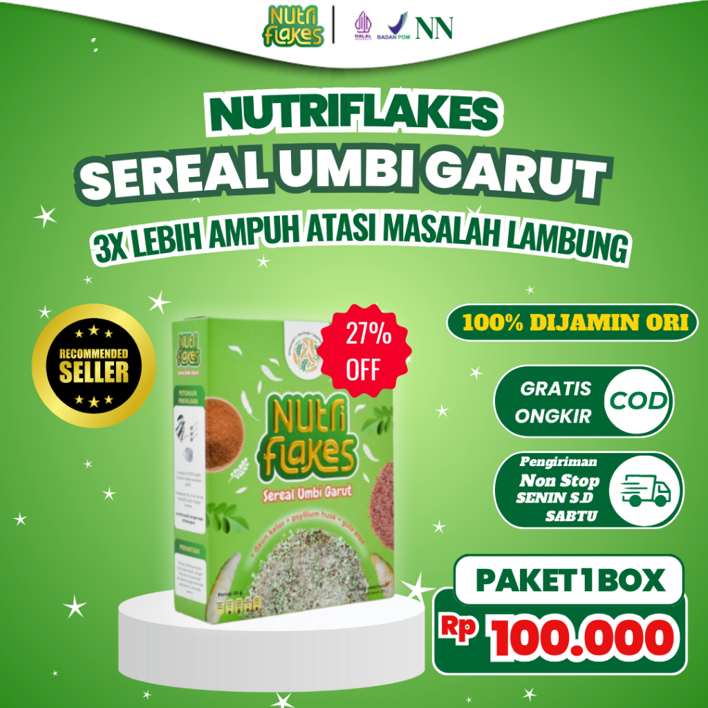 

Nutriflakes - Sereal Umbi Garut & Daun Kelor Untuk Mengatasi Asam Lambung Magh Gerd & Suplemen Diet