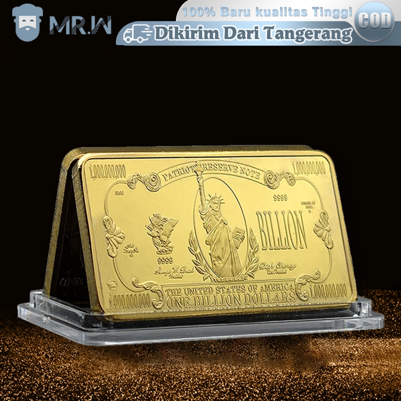 Patung Liberty Koin Souvenir Gold 1 Billion Dolar Logam Gold Bar Replica Emas Spot Rate Replika Emas