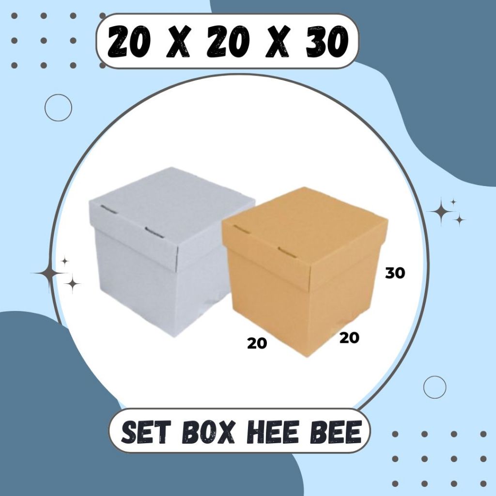 

Box Kado 20x20x30 / 20x20x20 / 20x20x10 (Set Top/Bot Heebe) Kardus Packing/Karton/Paking/Polos/Hampers/Boneka/Buah/Puding/Tart