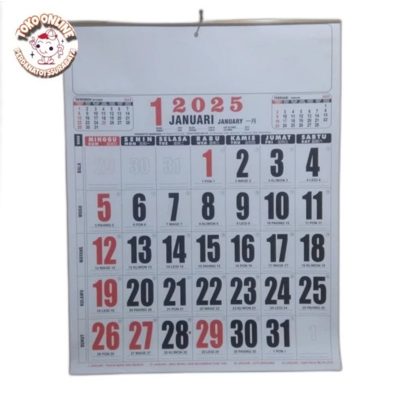 

Kalender Dinding Jumbo Ukuran 50x64 Cm Kalender Kerja