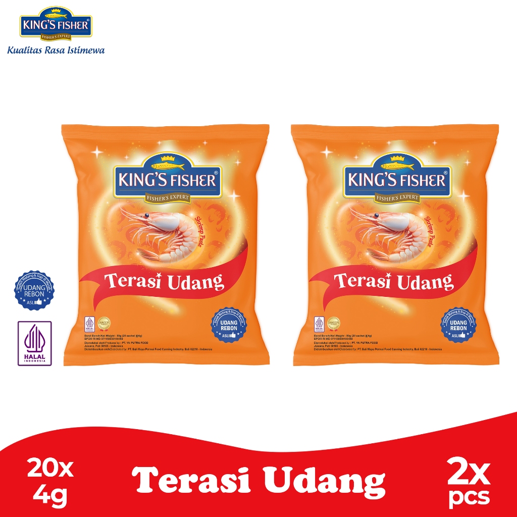 

Myhomey Paket 2 pak King's Fisher Terasi Udang 20 x 4 g Trasi Udang Rebon Asli Wangi Enak