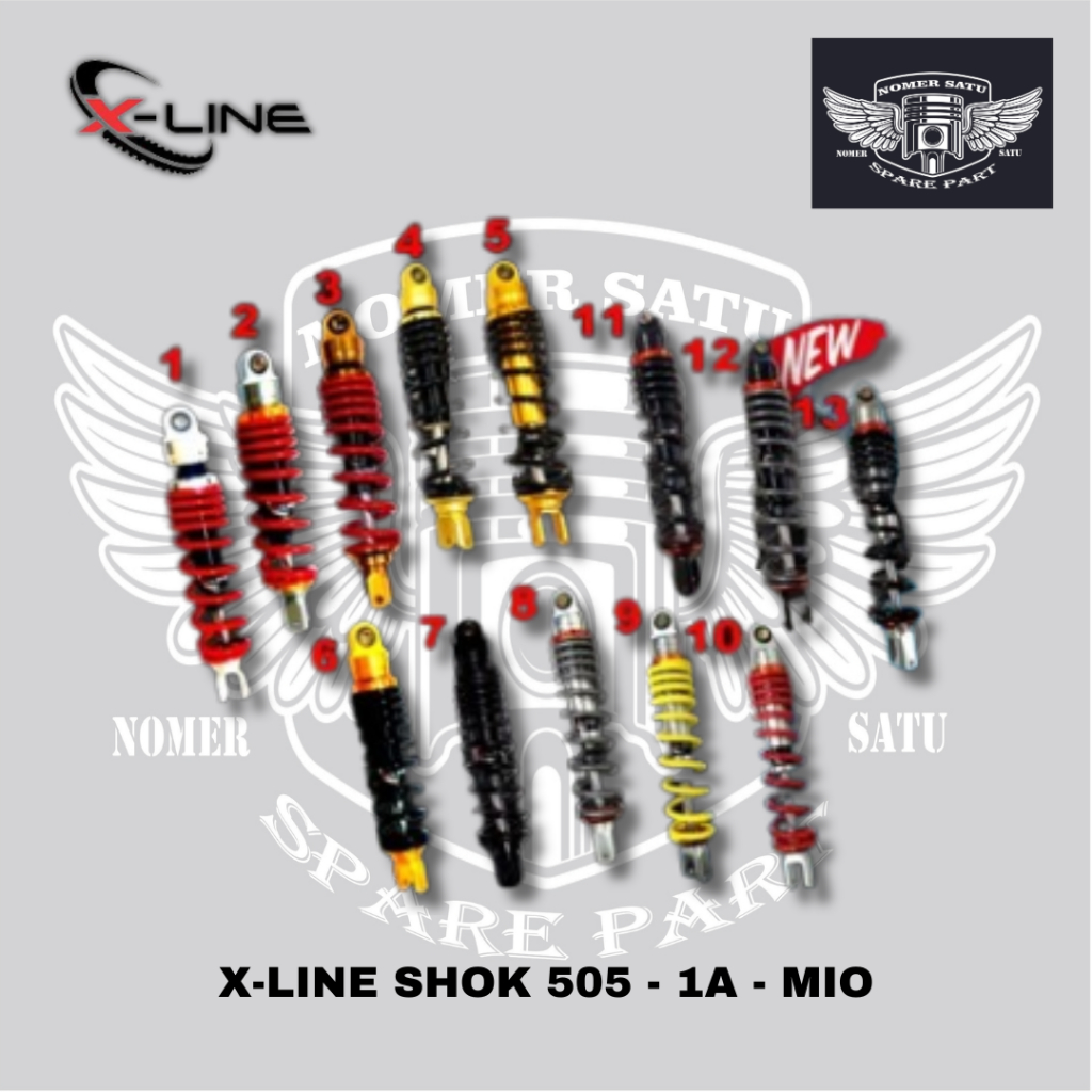 X-LINE SKOK SHOCKBREAKER TYPE 505 MOTOR MATIC MIO 300 MM NON TABUNG SINGLE SHOCK ORIGINAL 100%