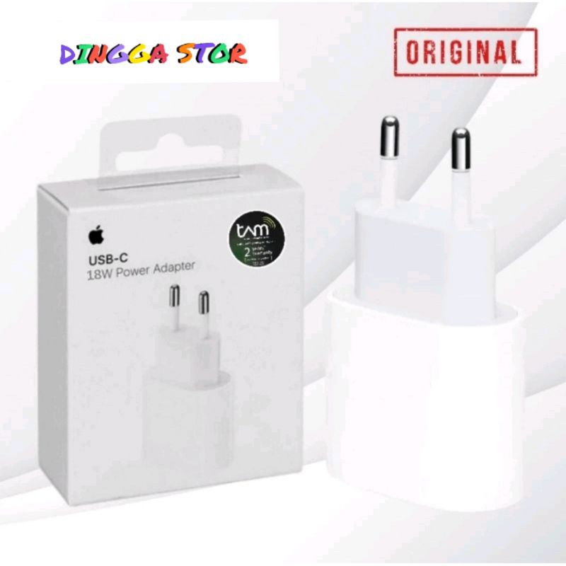 Kepala Charger iPhone 18W USB-C Power Adapter for iPhone Garansi - 12 Mini / 12 / 12 Pro / 12 Pro Ma