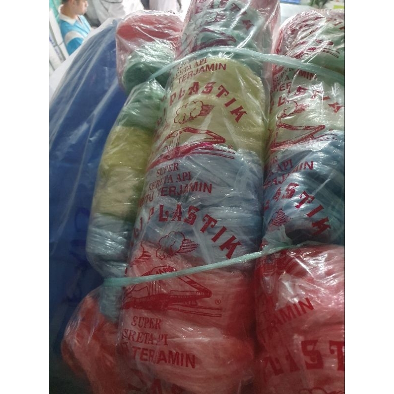 

Tali ekonomi/tali plastik warna warni cap kereta api