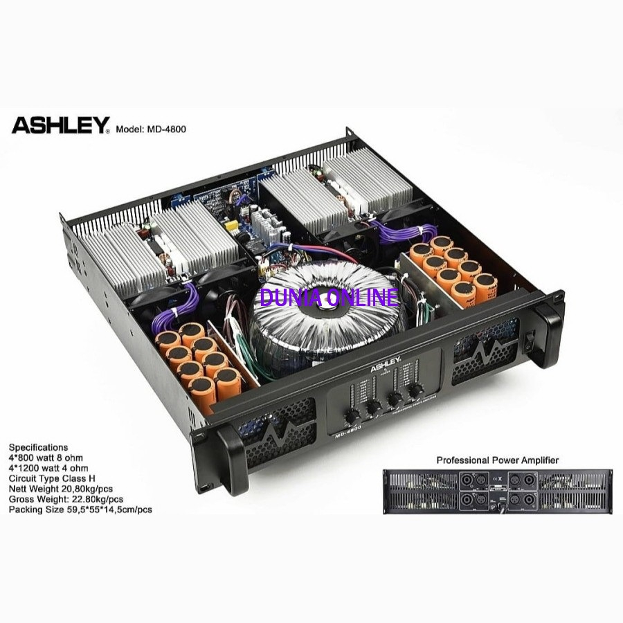power ashley md 4800 amplifier ashley md4800 - 4 channel original