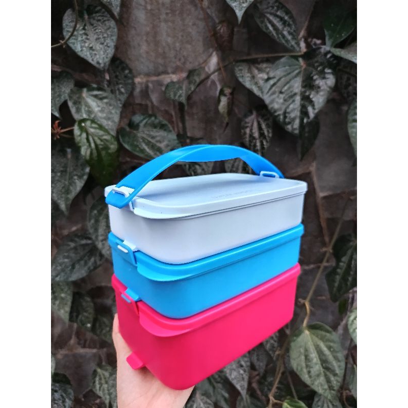CTG KOTAK BIRU PINK 3 SUSUN TUPPERWARE/ Rantang Polos