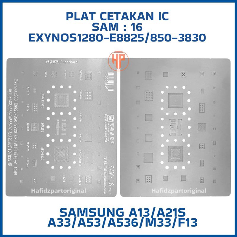 Plat Cetakan IC CPU Amoe BGA SAM16 EXYNOS1280 E8825 Original SAM 16 Samsung A13 / A21S / A33 / A53 /