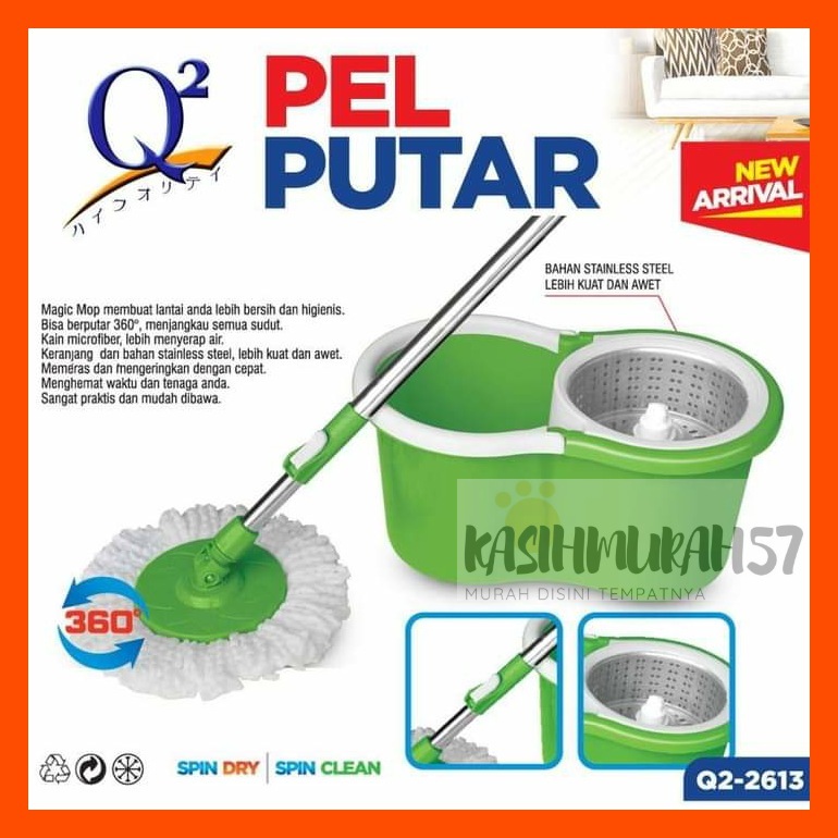 ALAT PEL Q2-2613 / MAGIC MOP Q2 2613 / ALAT PEL PRAKTIS SPIN MOP / ALAT PEL LANTAI STAINLESS SUPER M