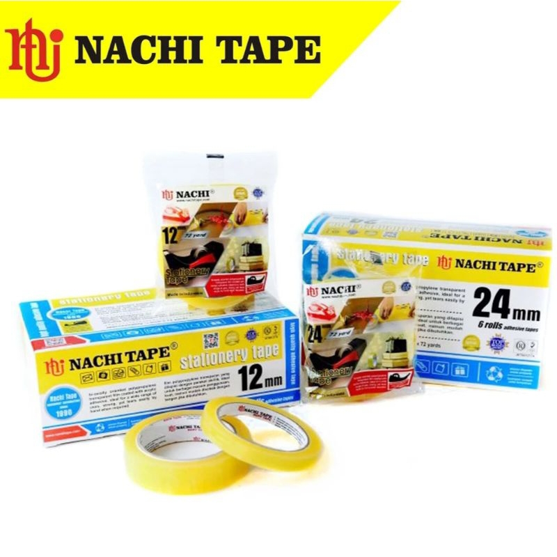 

nachi stationery tape 12mm box - nachi isolasi bening 12mm - nachi lakban bening - nachi stationery tape