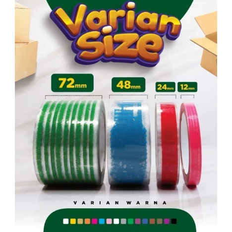 

Cetak Lakban Custom Printing Blok Warna 12 MM X 80 YARD X 45 MIC 1 Warna / Custom lakban brand logo