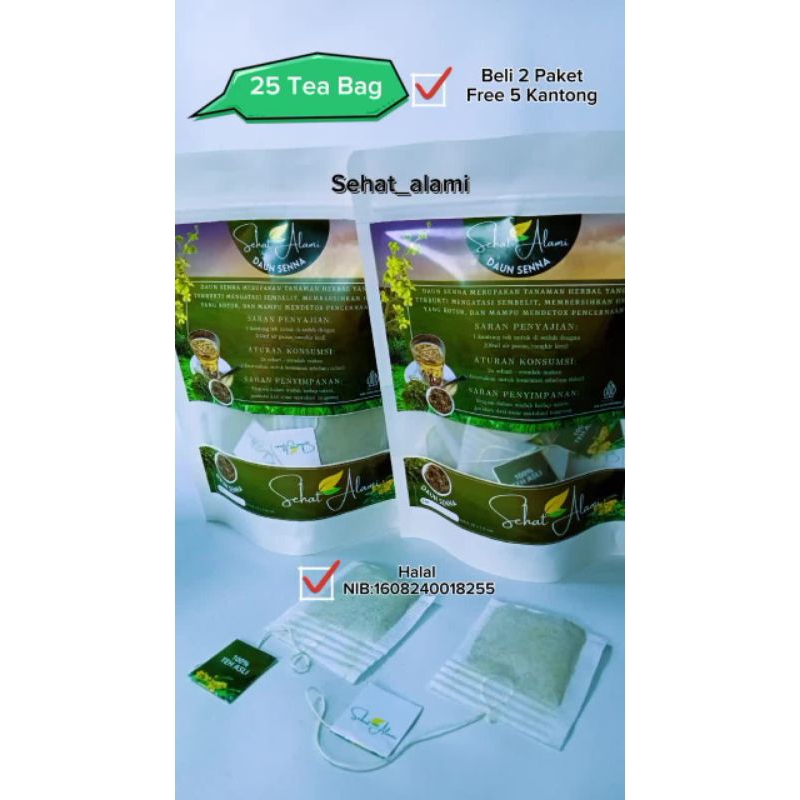 

Senna Leaf Tea Sehat Alami | Teh Detox Pembersih Usus Kotor Penyebab Jerawat | 25 Tea Bag