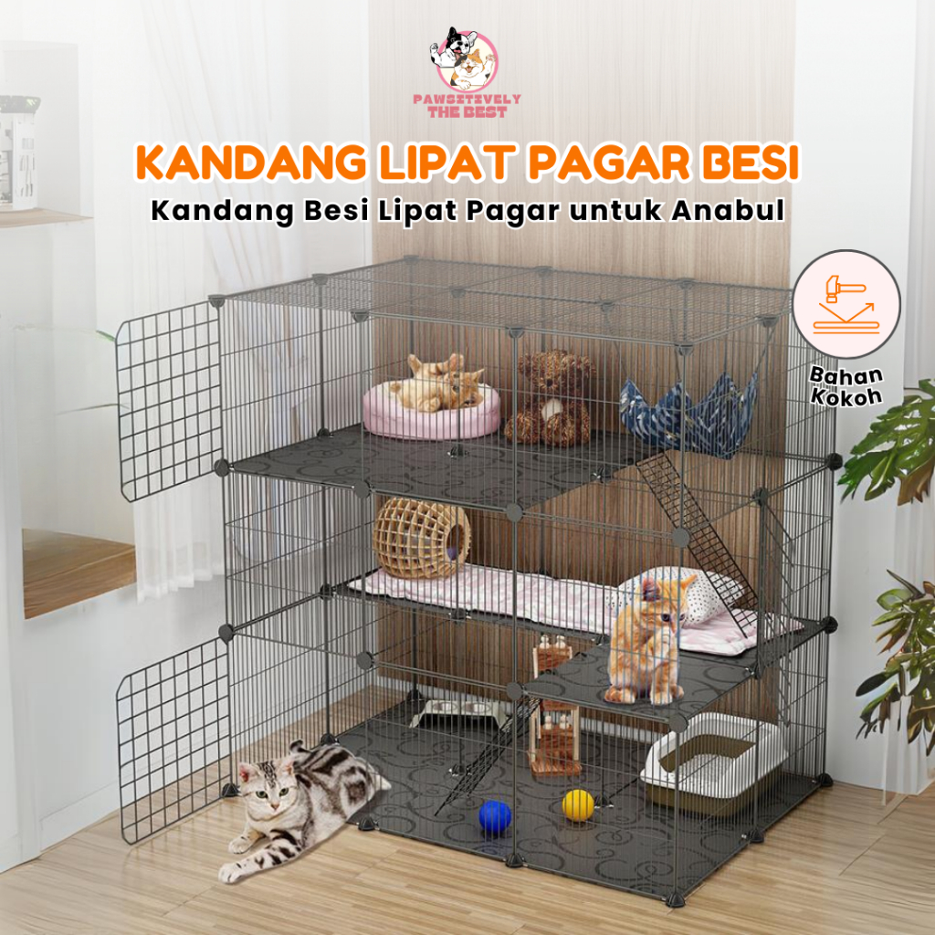 Kandang Hewan Peliharaan - Kandang Kucing - Kandang Anjing Pagar Besi - Pet Cage Stackable Pet Fence
