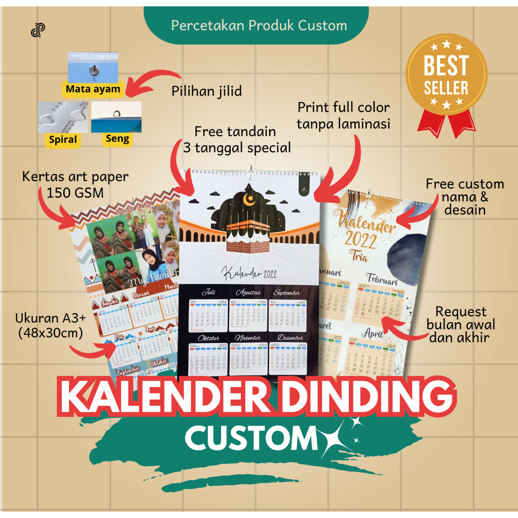 

KALENDER DINDING 2025 CUSTOM (Kalender Masehi, Hijriah, Jawa) Grosir & Satuan