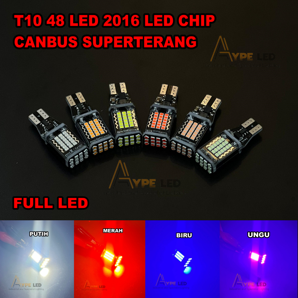 LAMPU LED T10 48 LED 2016 PREMIUM LED CANBUS SUPERTERANG SEIN SENJA MOTOR MOBIL UNIVERSAL ORIGINAL
