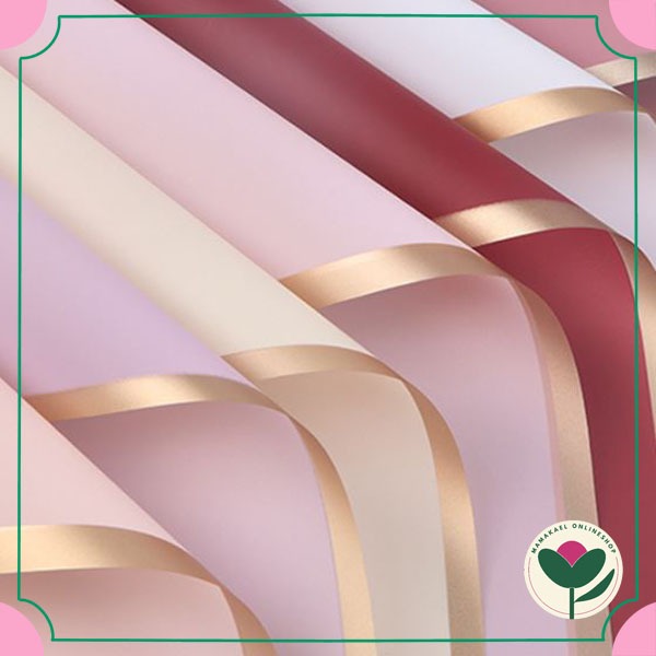 

20 Lembar Gold edge cellophane flower wrapping paper kertas bungkus buket bunga estetik polos list pinggiran MK1682