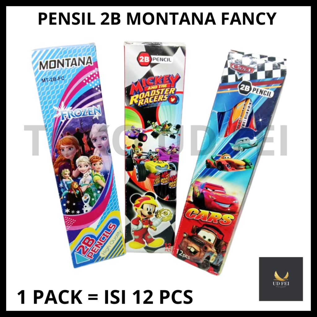 

(1 PACK = ISI 12 PCS) Pensil 2B MONTANA FANCY/ PENSIL 2 B FANCY/ PENSIL 2B FANCY KARAKTER/ PENSIL 2B FANCY MURAH