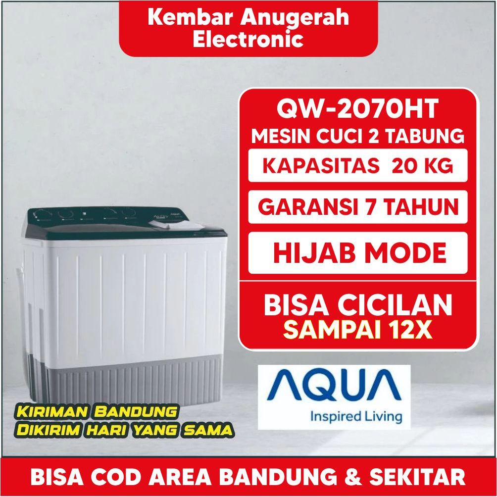 MESIN CUCI AQUA QW-2070HT 2 TABUNG 20 KG