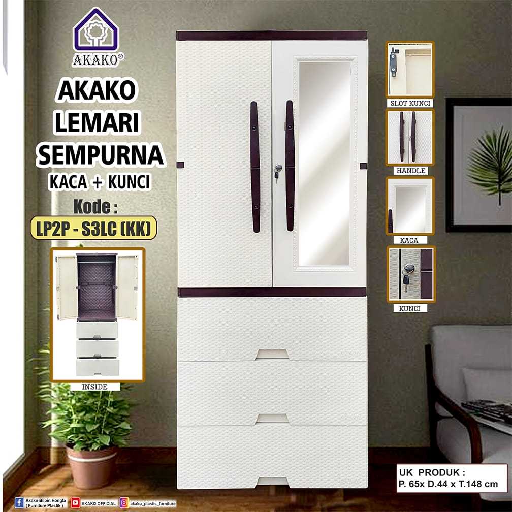 LEMARI PLASTIK LP2P SEMPURNA+KACA AKAKO