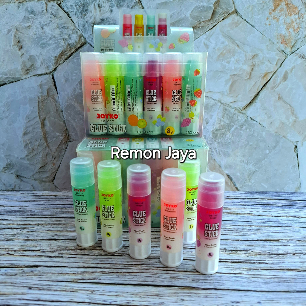 

ISI 24 PCS Glue Stick Joyko GS-112 Fancy Fruit / Lem Batangan Kertas Warna Pastel