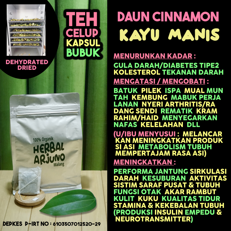 

Dehydrated Dried Teh Celup Kapsul Bubuk Daun Kayu Manis Obat Diabetes Kolesterol Hipertensi Performa Jantung Nyeri Radang Sendi Haid Rematik ISPA (Melancarkan Booster Mempertajam Rasa ASI Ibu Menyusui) Kesuburan Otak Saraf Kelelahan DLL Herbal Alami